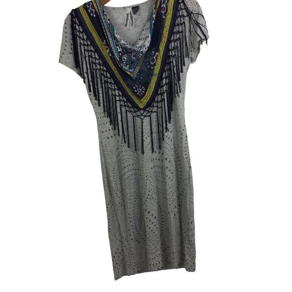 Desigual Womens Designer Lagenlook Bodycon Summer A-Line Dress Gray Size Medium - Picture 9 of 9